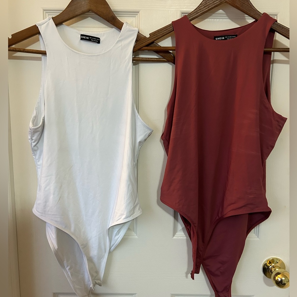 B2G1F SHEIN 2 bodysuits white & rosewood